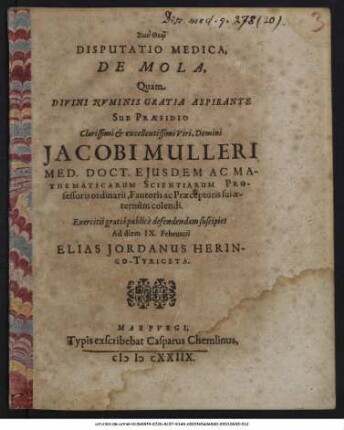 Disputatio Medica, De Mola