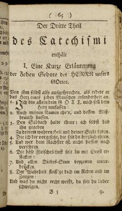 Der Dritte Theil des Catechismi enthält ...