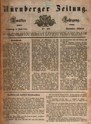 Nürnberger Zeitung. 12,7/12. 1845