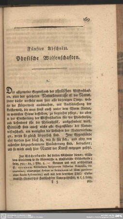 Fünfter Abschnitt. Physische Wissenschaften