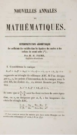 Interprétation gémétique des coefficients des variables dans les équations des courbes et des surfaces de second ordre.