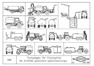 Tankwagen für Flüssigmist Mit AUTOCAD gezeichnete Systemzeichnungen