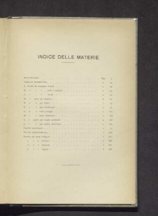Indice delle materie