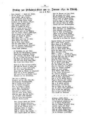 Prolog zur Pestalozzi- Feier am 12. Januar 1890 in Zürich