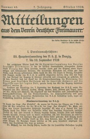 Nummer 45. 7. Jahrgang. Oktober 1928.