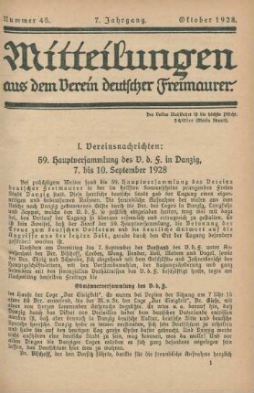 Nummer 45. 7. Jahrgang. Oktober 1928.