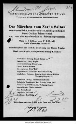 Das Märchen vom Zaren Saltan [...]