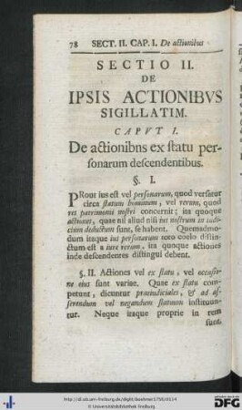 Sectio II. De Ipsis Actionibus Sigillatim.