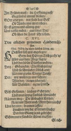 C. XVI. [XIV.] Von etlichen gemeinen Hindernüssen. Mel. Jesu du mein liebstes Leben etc.