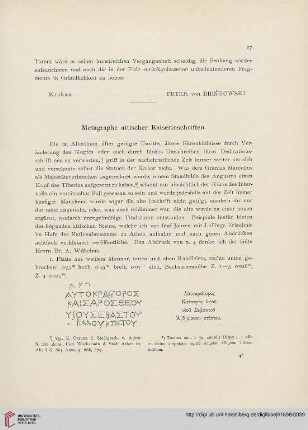 1: Metagraphe attischer Kaiserinschriften