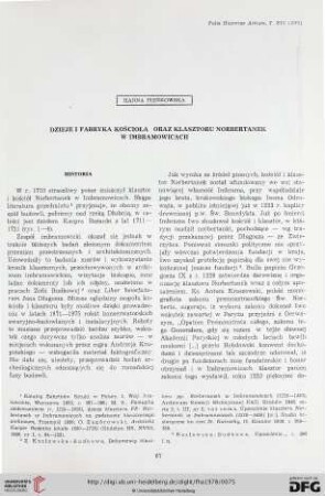 14: Dzieje i fabryka kościoła oraz klasztoru Norbertanek w Imbramowicach