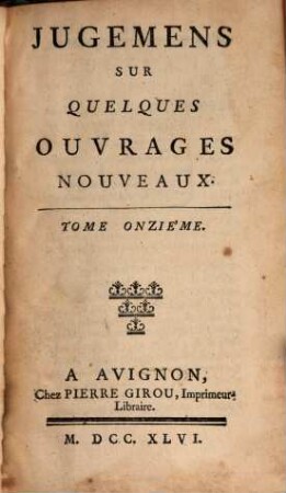 Jugemens sur quelques ouvrages nouveaux. 11. 1746