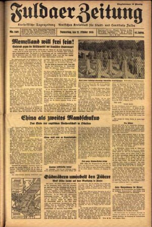 Ausgabe vom Donnerstag, den 27. Oktober 1938.