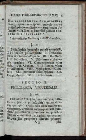 Sectio II. Philologia Universalis.