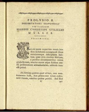Prolusio II. Dissertetioni Inaugurali Viri Clarissimi Ioannis Christiani Guilielmi Müller Vinariensis Praemissa