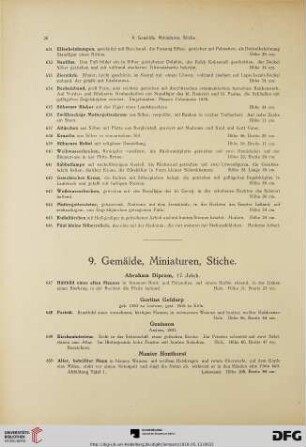 Gemälde, Miniaturen, Stiche (Nr. 647-691)