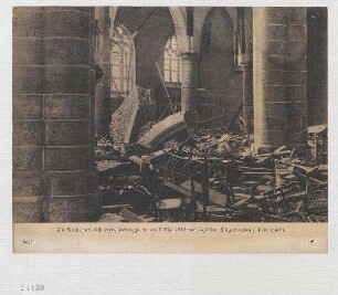Die Kirche von Lisseweghe-Zeebrügge, die am 8.Mai 1918 von englischen Fliegerbomben zerstört wurde