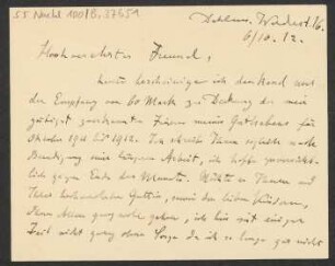 Brief an B. Schott's Söhne : 06.10.1912