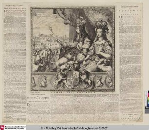 Wilhelmus Rex, et Maria Regina.; [Wilhelm III v. Oranien, König v. England, und Maria m. Register der Könige v. England, Schottland, Holland; Allegorie auf die Ankunft Willems III mit der holländischen Flotte in England; Allegory on the Arrival of William III to the Throne of England. 1688; Arrival of Willem III in England with the Dutch Fleet - 1688]