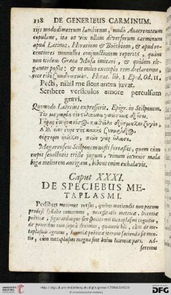 Caput XXXI: De speciebus metaplasmi