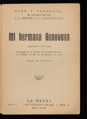 Mi hermana Genoveva : comedia en tres actos