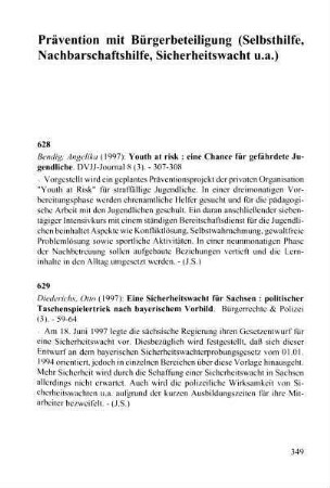 349-352, Prävention mit Bürgerbeteiligung (Selbsthilfe, Nachbarschaftshilfe, Sicherheitswacht u.a.)