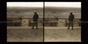 Blick über den bewachten Badestrand zum Meer, Blankenberge