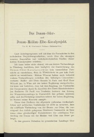 Das Donau-Oder und Donau-Moldau-Elbe-Kanalprojekt.