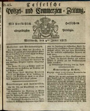Nr. 45, Mittwoch, den 4ten Junii 1817