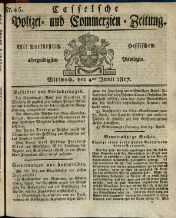 Nr. 45, Mittwoch, den 4ten Junii 1817