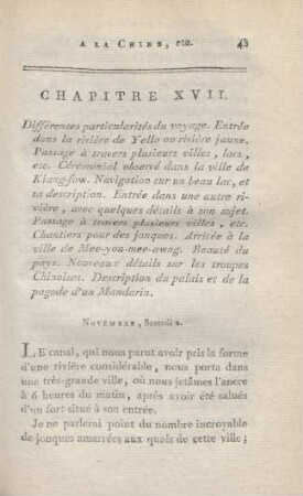 Chapitre XVII. Différentes particularités du voyage ...