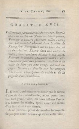 Chapitre XVII. Différentes particularités du voyage ...