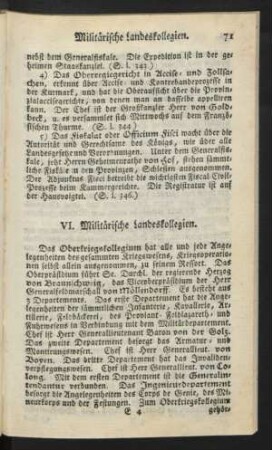VI. Militärische Landeskollegien.