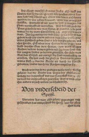 Von underscheid der Speyse.