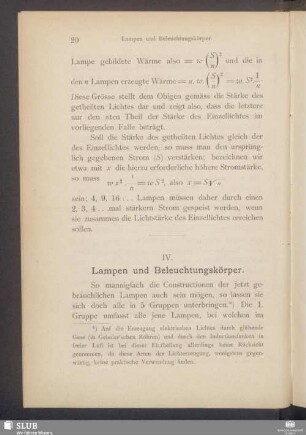 IV. Lampen und Beleuchtungskörper