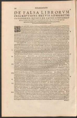 De Falsa Librorum Inscriptione Brevis Admonitio Ostendens, Quibus De Causis Contigerit Multorum Ecclesiasticorum Voluminum ....
