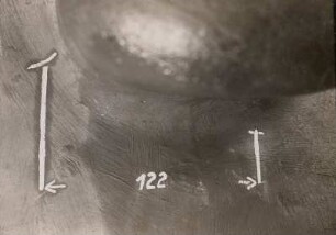 Maschine 1, W.II., Turbinengehäuse, Oberteil - Riß im Ringkanal rechts unter der Nocke. S.a. Lagebild Nr. 1498!