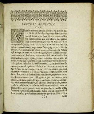 Lectori Benivolo Sal.