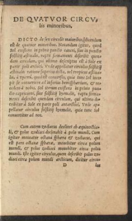 De Quatuor Circulis minoribus.