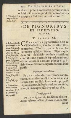 De Pignoribus Et Fideiussoribus. Titulus IX.