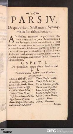 Pars IV. De quibusdam Substantivis, Synonymis, & Phrasibus Poeticis.
