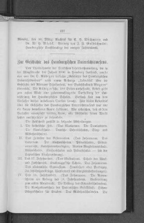 Zur Geschichte des Hamburgischen Unterrichtswesens.