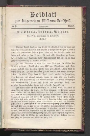 Beiblatt N°. 6. November. 1896