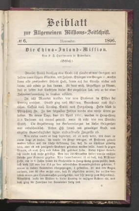 Beiblatt N°. 6. November. 1896