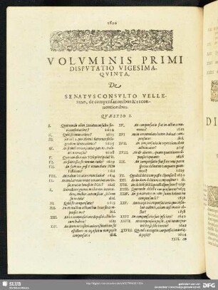 Disputatio Vigesimaquinta, De Senatus Consulto Velleiano, de compensationibus & reconuentionibus