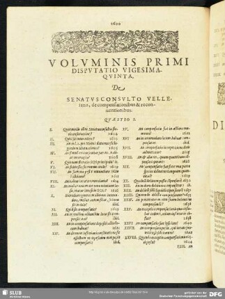 Disputatio Vigesimaquinta, De Senatus Consulto Velleiano, de compensationibus & reconuentionibus