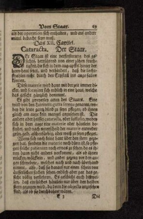 Das XII. Capitel. Cataracta. Der Staar.