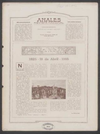 1825 - 19 de Abril - 1918 : La nota