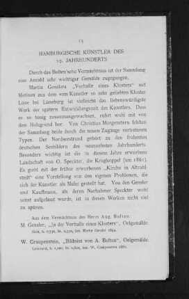 Hamburgische Künstler des 19. Jahrhunderts