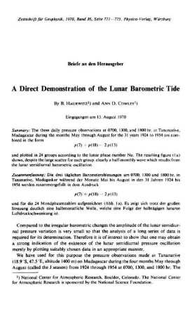 A direct demonstration of the lunar barometric tide